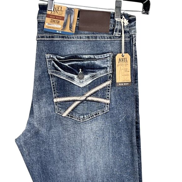 T.K Axel NWT Mens 38X32 Slim Boot Stretch Denim Jeans 5 Back Flap Pockets Rugged - Picture 6 of 10
